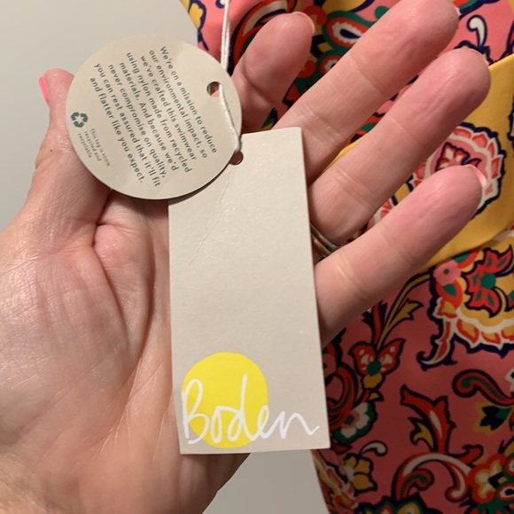 Boden Long Swimsuit 20-22L US Long Torso one piece Pink Yellow Floral V Neck NWT - Picture 12 of 15